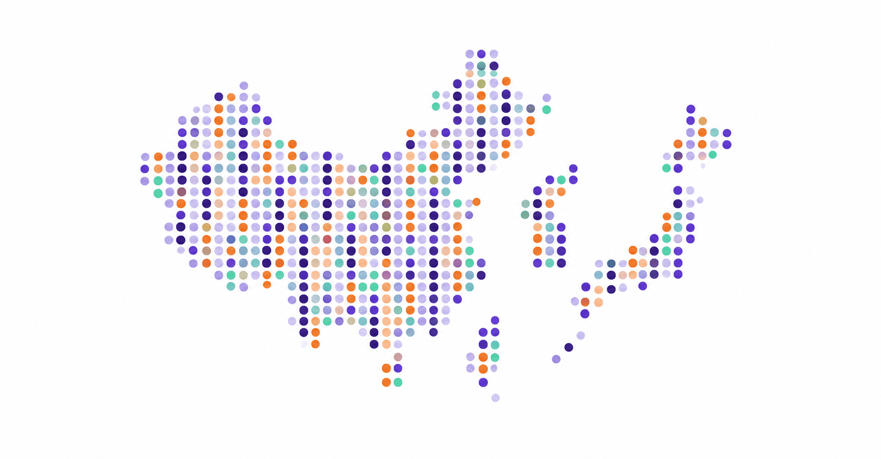 Dot map of Asia